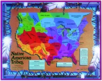 LAMINATED NATIVE AMERICAN TRIBES MAP